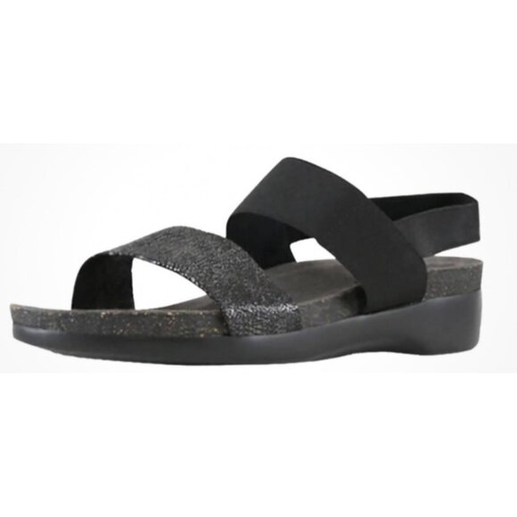 PISCES BLACK | Peter Sheppard Footwear Munro Pisces Anthracite Black Size 8 Footbed Sandal NWOB $155 Ortho Arch Support
